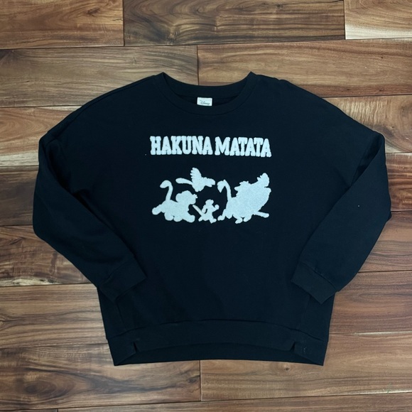 Disney Tops - Disney Lion King Hakuna Matata Timon & Pumba Black & White Pullover Sweatshirt